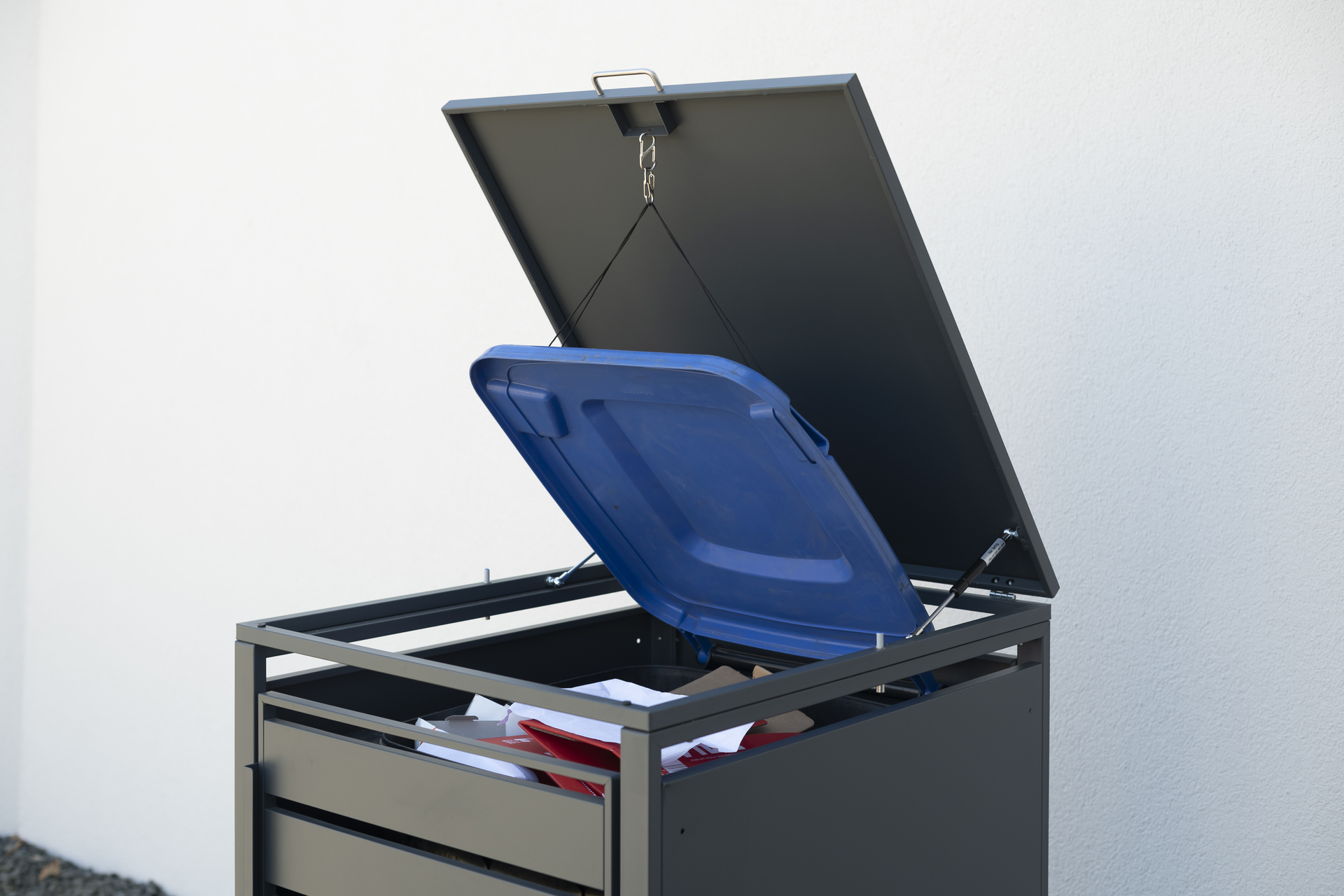 Mülltonnenbox mit Deckel, Anthrazit bei leitermann.de günstig kaufen Mülltonnenbox mit Deckel, Anthrazit