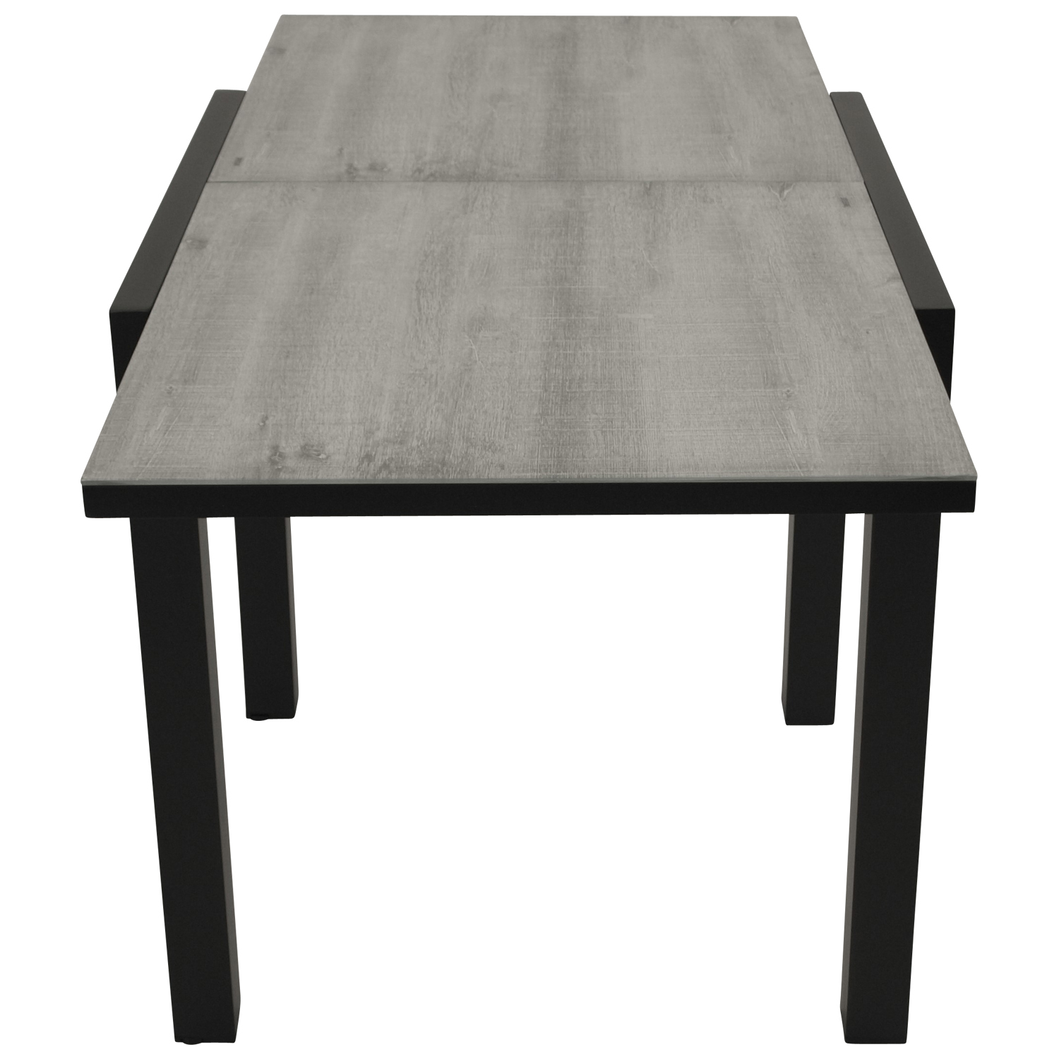 Balkon-Ausziehtisch 70/140x70cm, Tischplatte Glas in Keramikoptik hellgrau