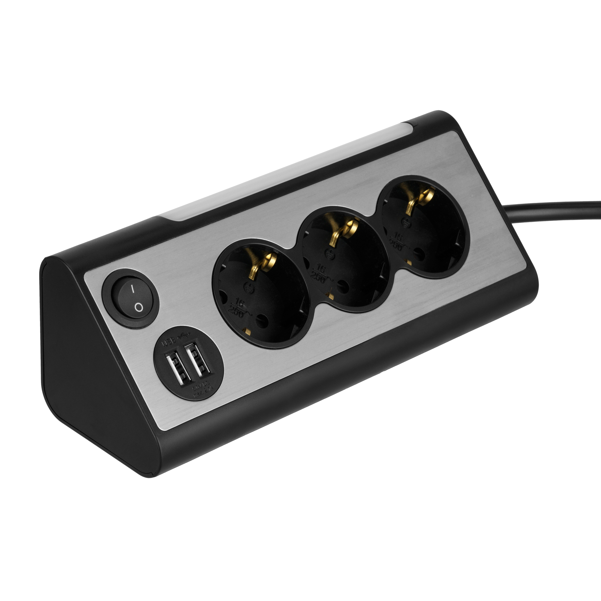 Steckdosenleiste LIGHTSOCKET 3-fach + 2xUSB + LED Licht 0,5W