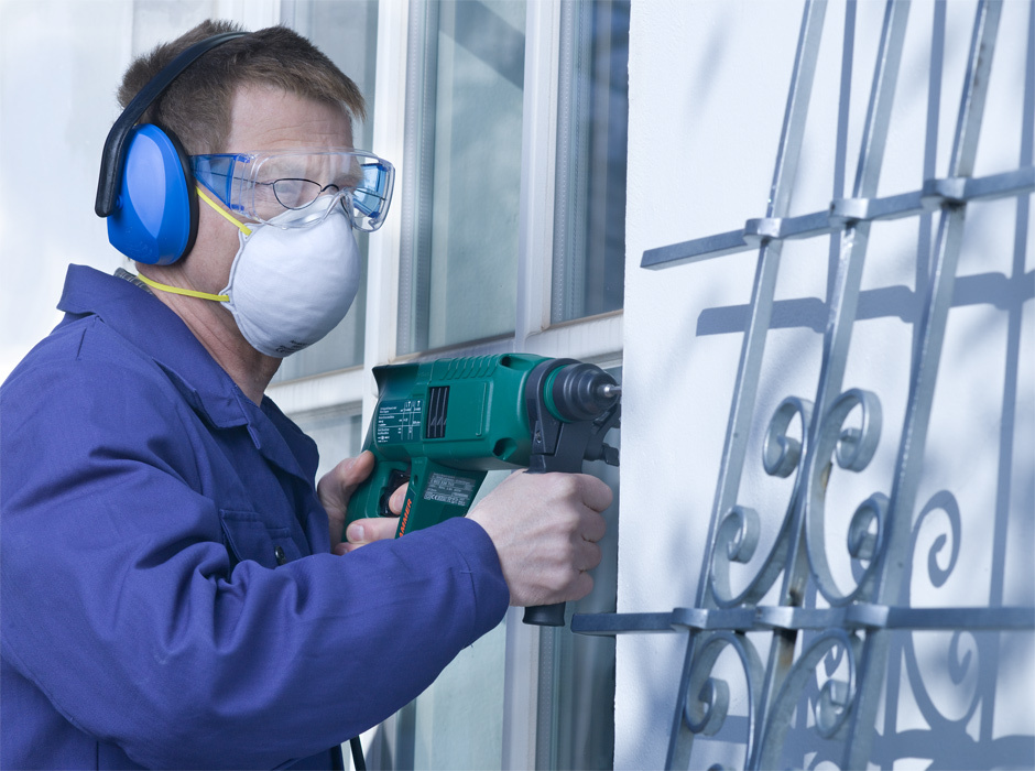 Schutzbrille mit blauem Bügel