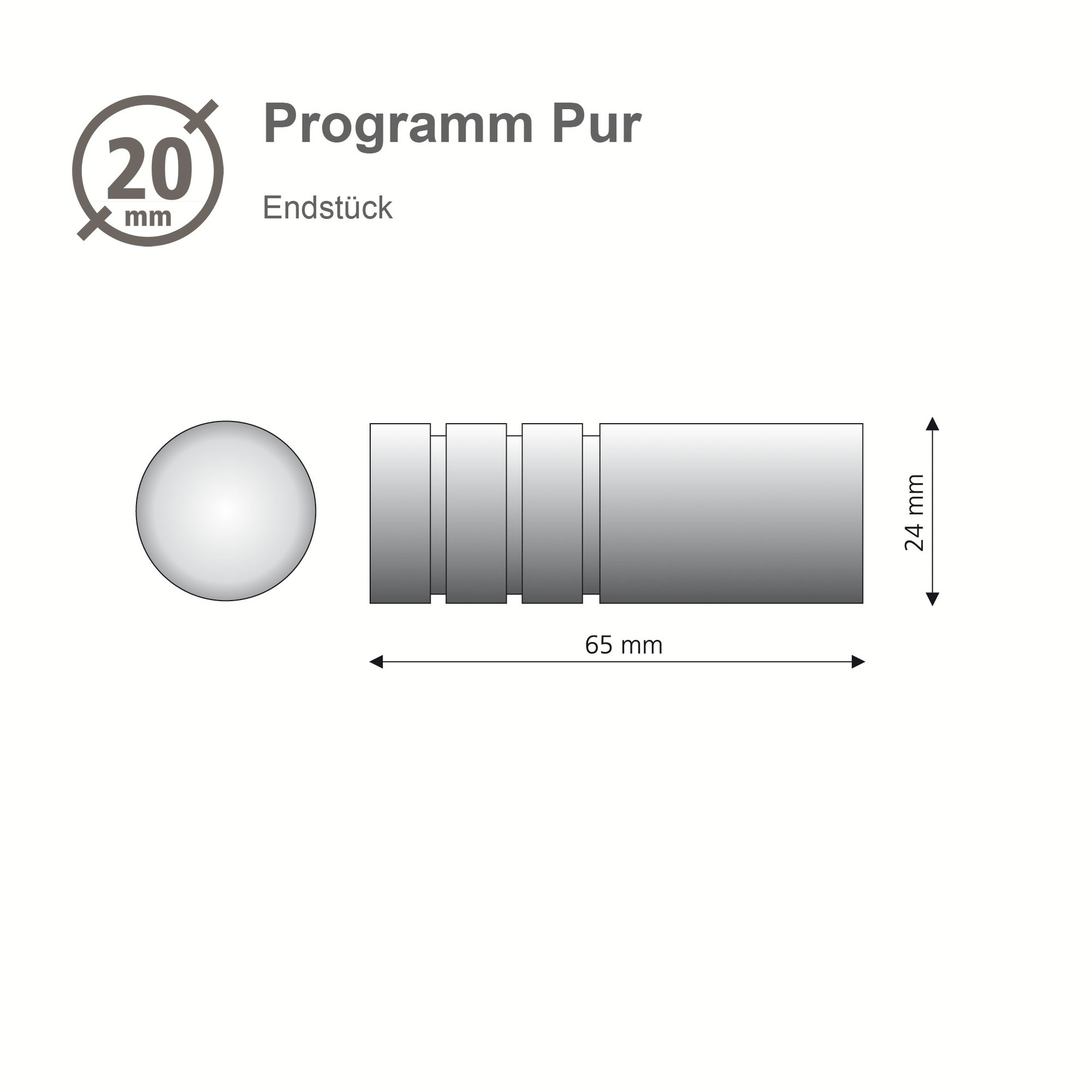 Endstück 20 mm Pur Zylinder