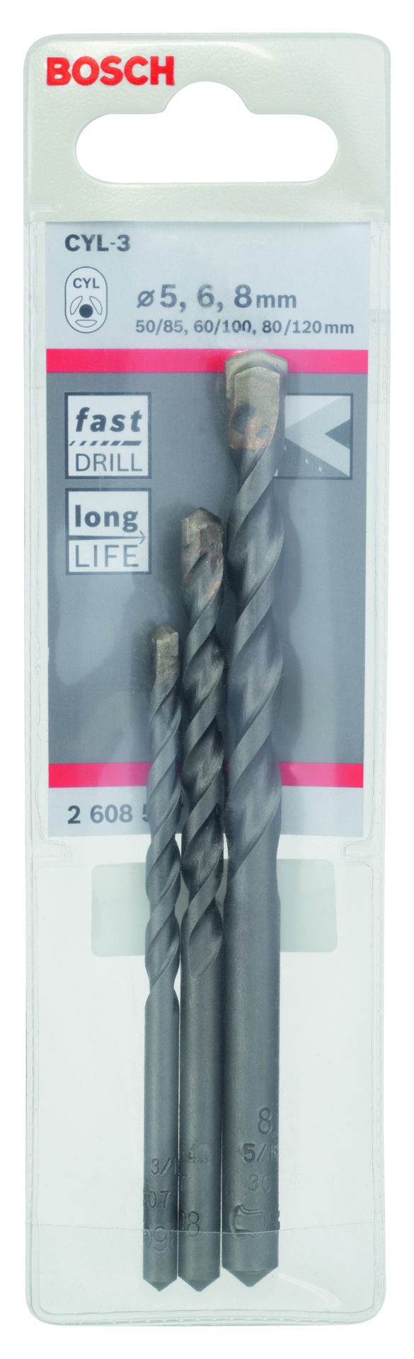 3tlg. Betonbohrer-Set Silver Percussion 5-6-8 mm