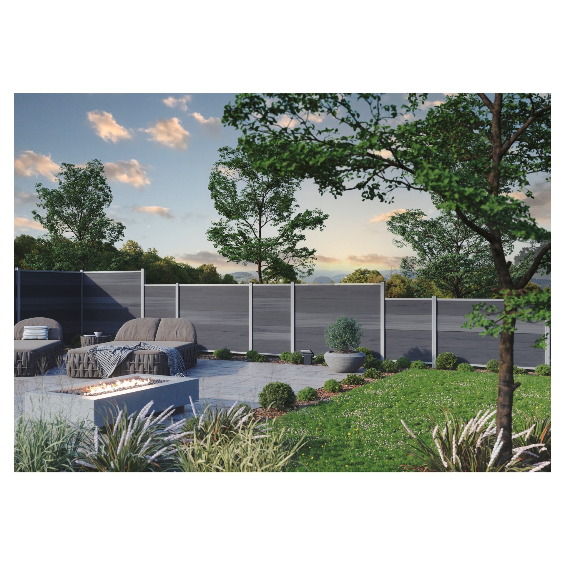 ELZE-Serie WPC-Steckzaunsystem Zaunlamelle BREIT