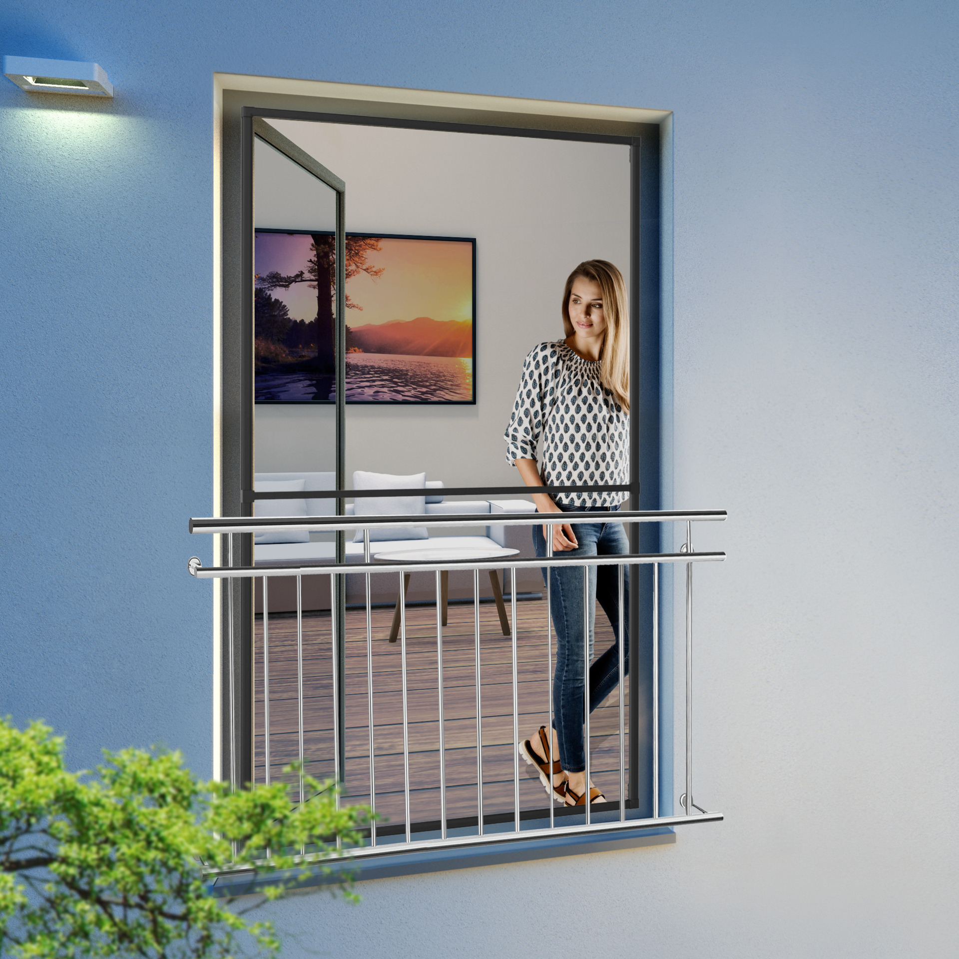 Windhager Insektenschutz Expert Rahmen Fenster - Größe: 120 x 220cm, Farbe: Anthrazit - Leitermann