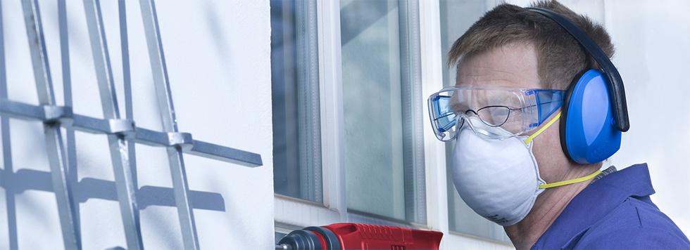 Schutzbrille mit blauem Bügel