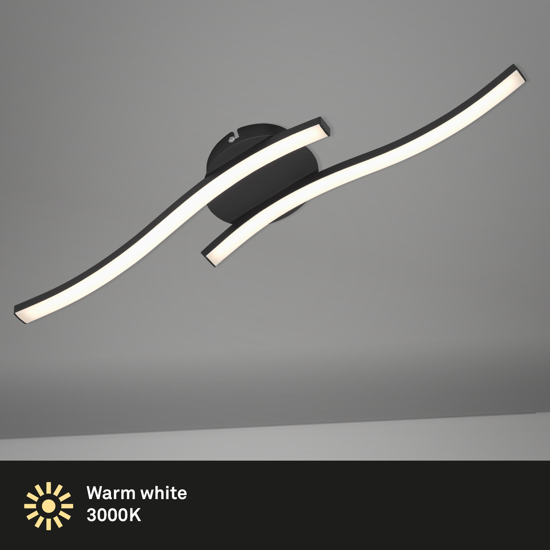 LED Deckenleuchte schwarz, 55,5x12cm