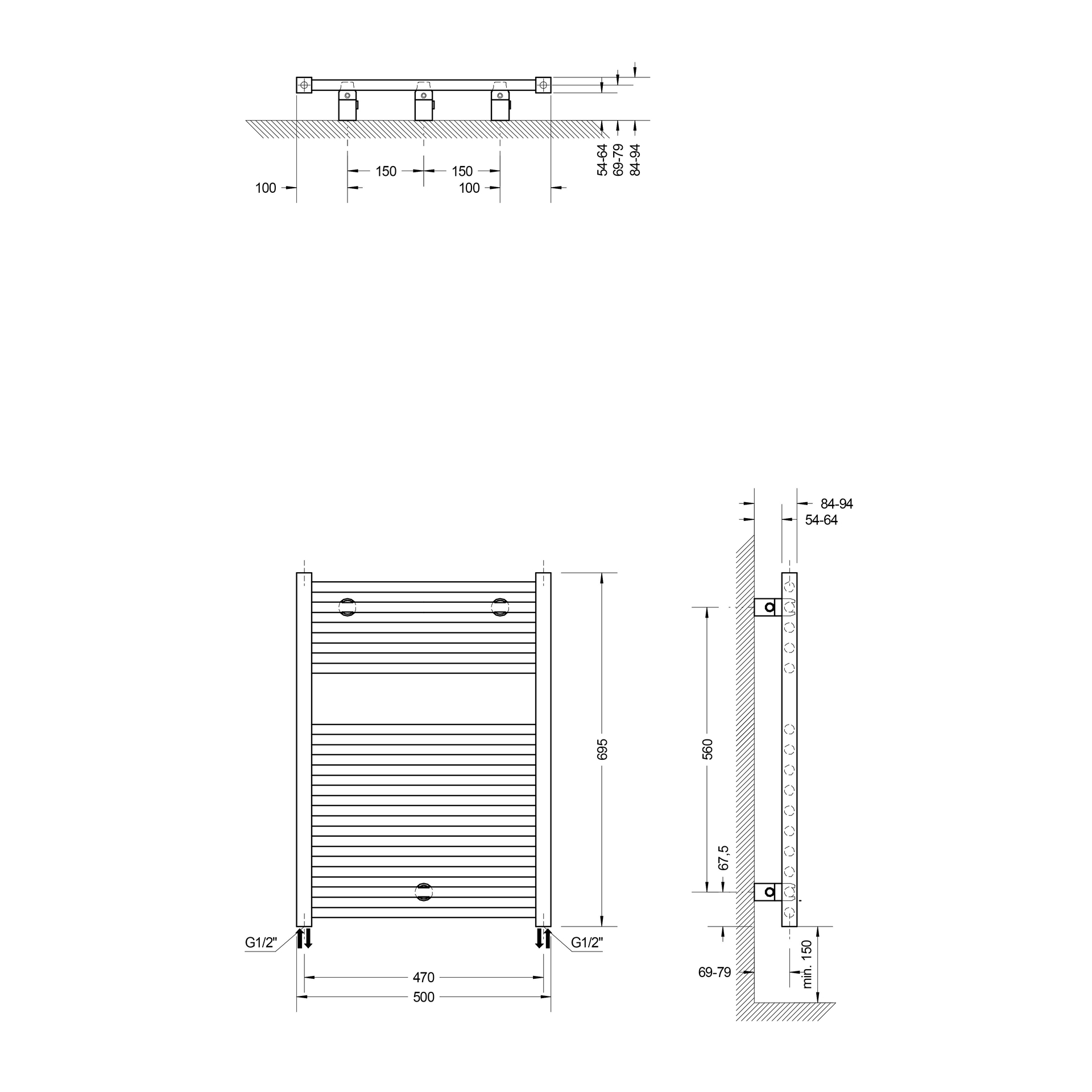 Bad-Heizkörper, gerade, alpinweiss