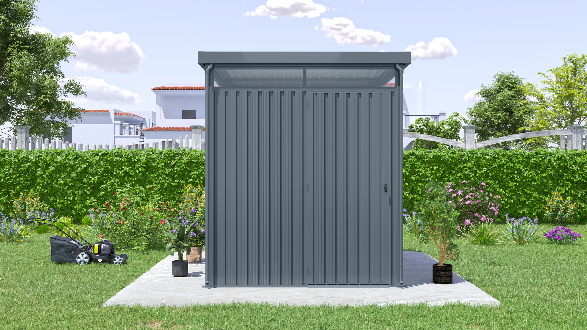 Gerätehaus Rheinfelden, anthrazit matt bei leitermann.de günstig kaufen Gerätehaus Rheinfelden, anthrazit matt