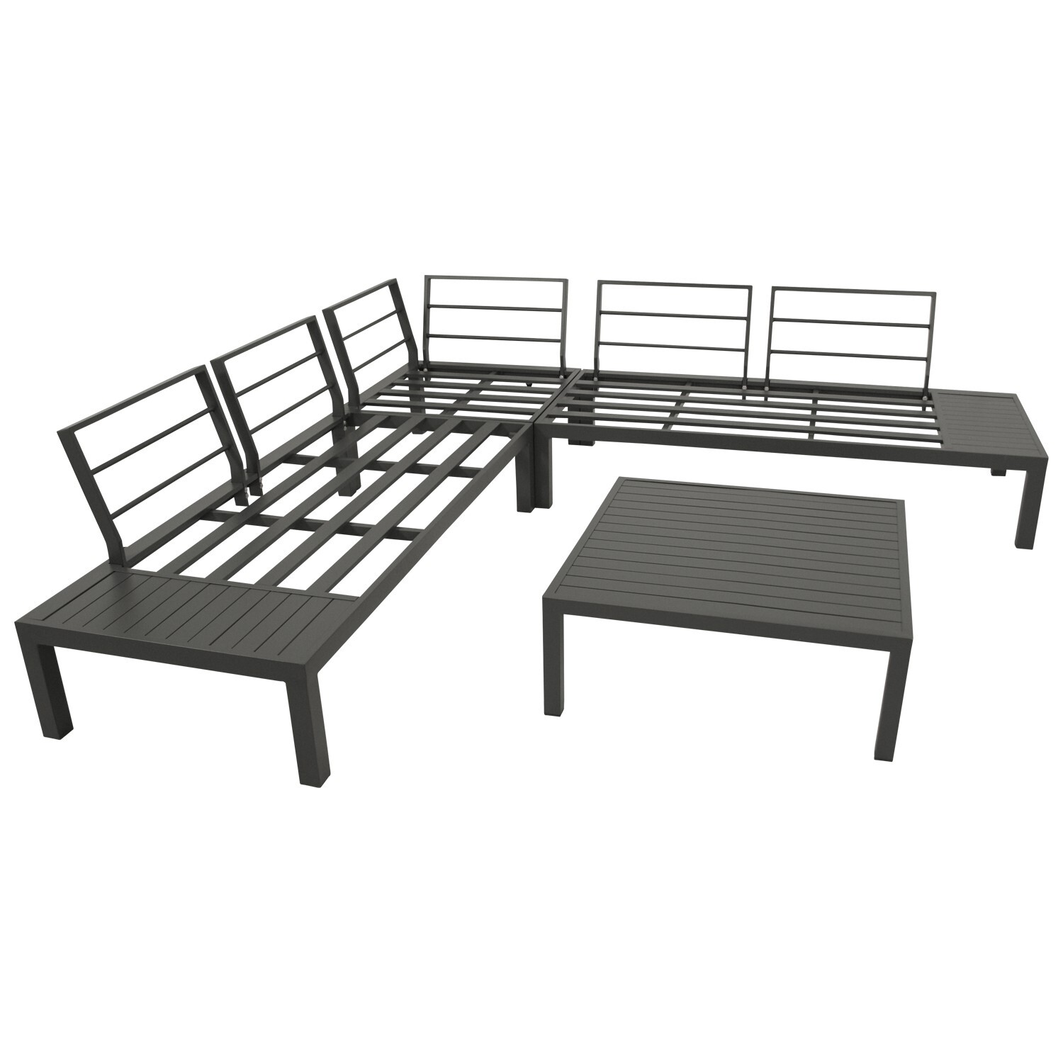 Eck-Lounge Set mit Tisch, Aluminium grau bei leitermann.de günstig kaufen Eck-Lounge Set mit Tisch, Aluminium grau