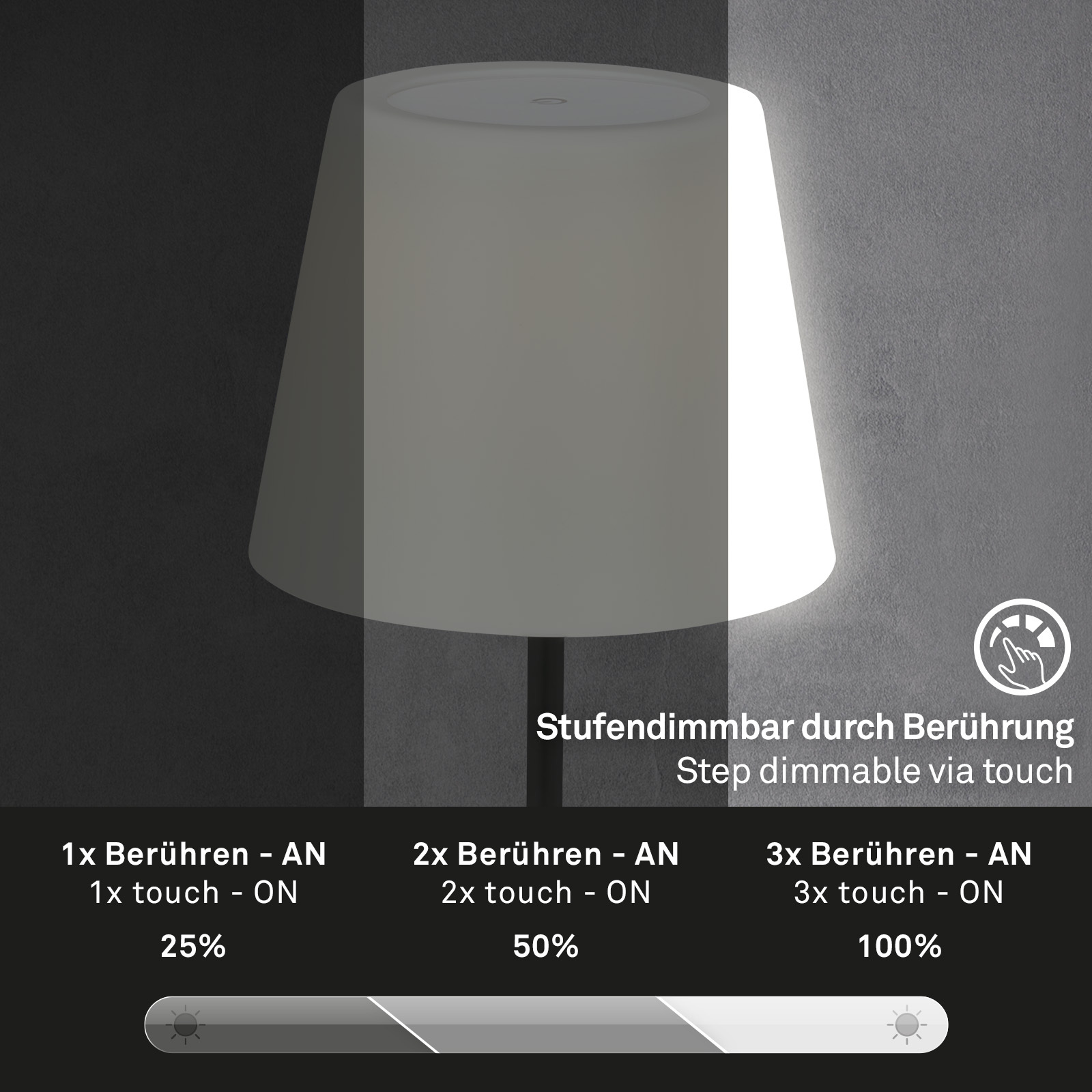 Plug&Play LED Tischleuchte Outdoor