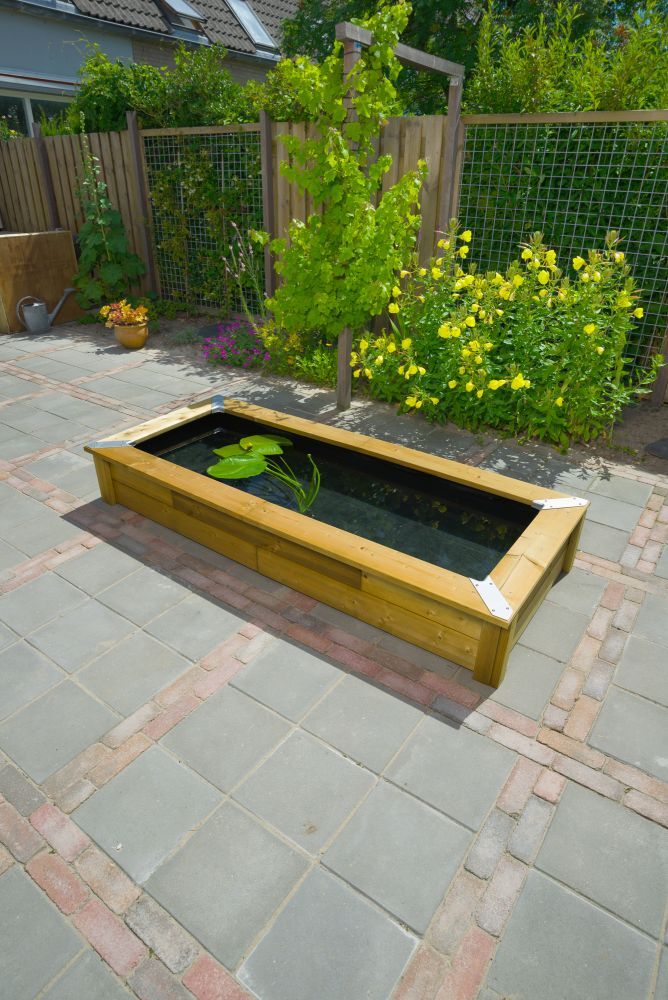 Teichbecken-Set mit Holzumrandung Quadro Mirror