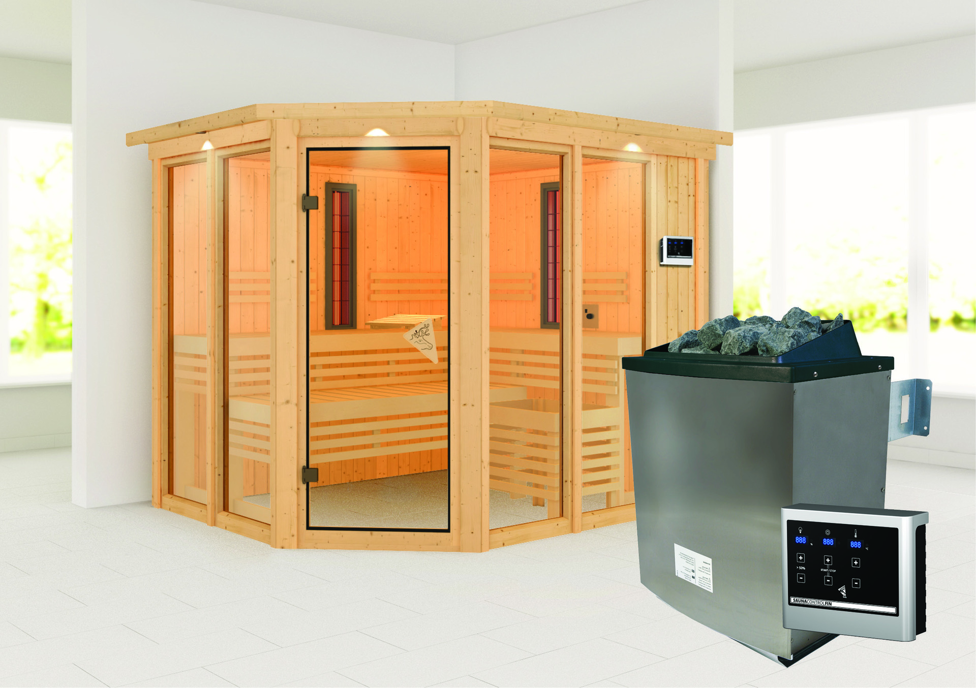 Sauna Ava mit Infrarotstrahlern, naturbelassen