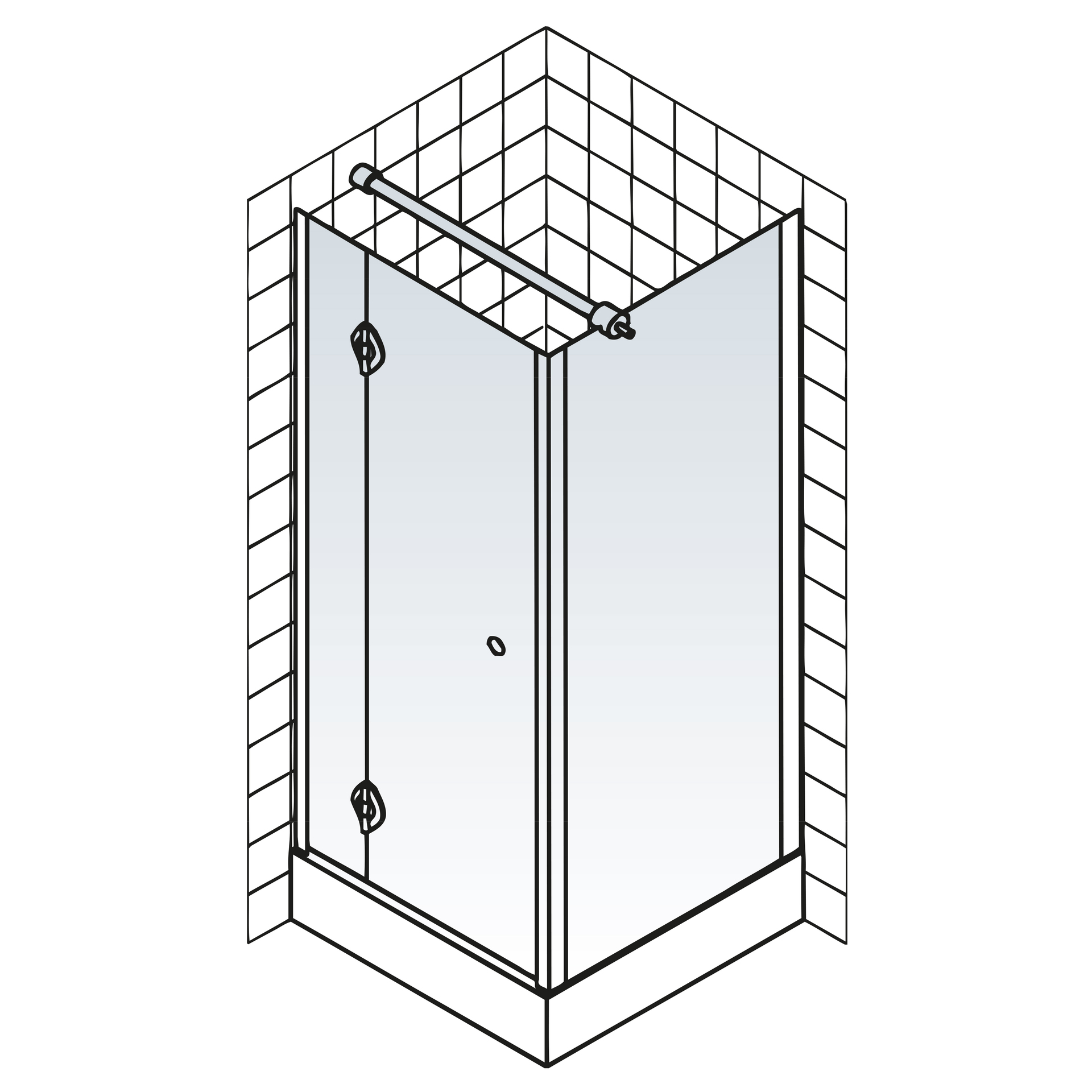 ExpressPlus MasterClass Eckdusche mit Seitenwand + Duschwanne, 90x90x200cm