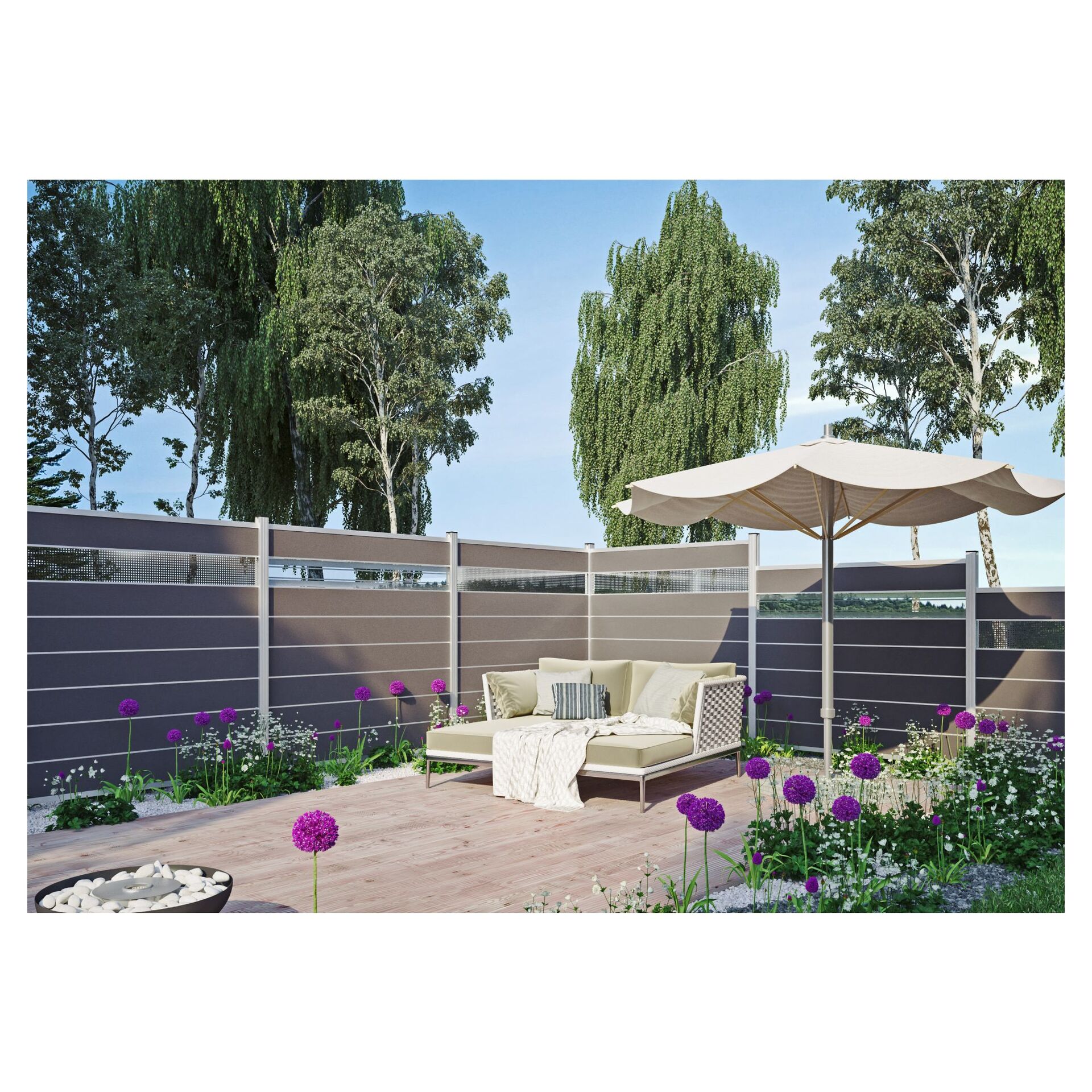 GOTLAND-Serie WPC-Steckzaunsystem Glasfüllung 6x206x1793 mm SILBER bei leitermann.de günstig kaufen GOTLAND-Serie WPC-Steckzaunsystem Glasfüllung 6x206x1793 mm SILBER