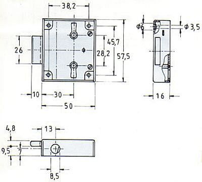 Drehstangenschloss Nr.7010 vernickelt Stahl