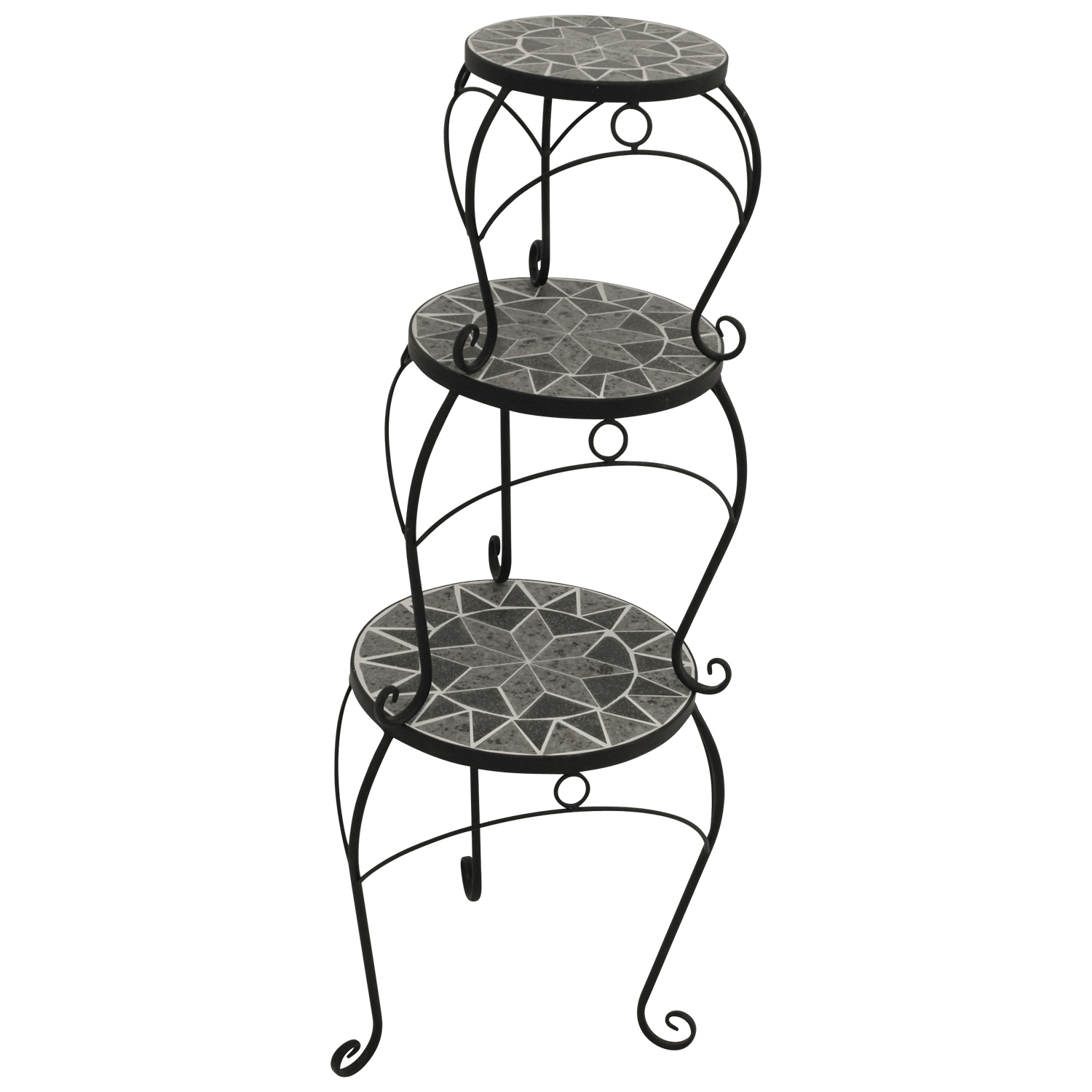 Beistelltische 3-er Set, Stahl/Mosaik grau bei leitermann.de günstig kaufen Beistelltische 3-er Set, Stahl/Mosaik grau