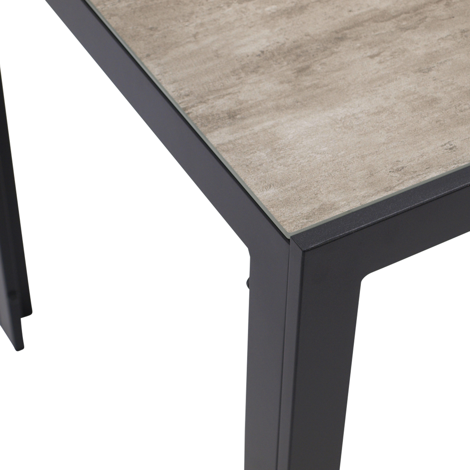 Bistrotisch 70x70cm, Tischplatte Glas in Keramikoptik