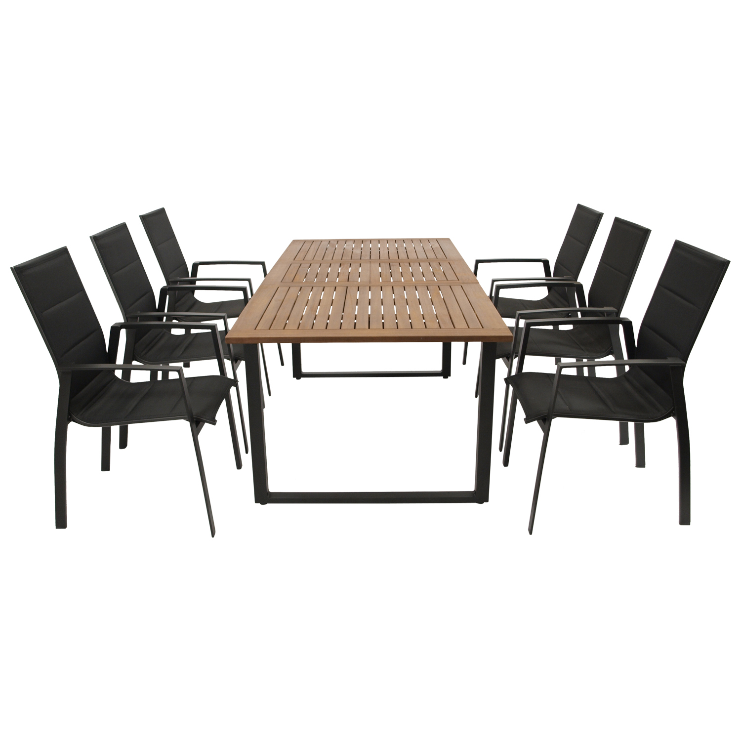 Garnitur 7-teilig, Aluminium, Textilgewebe, Tischplatte Akazie bei leitermann.de günstig kaufen Garnitur 7-teilig, Aluminium, Textilgewebe, Tischplatte Akazie