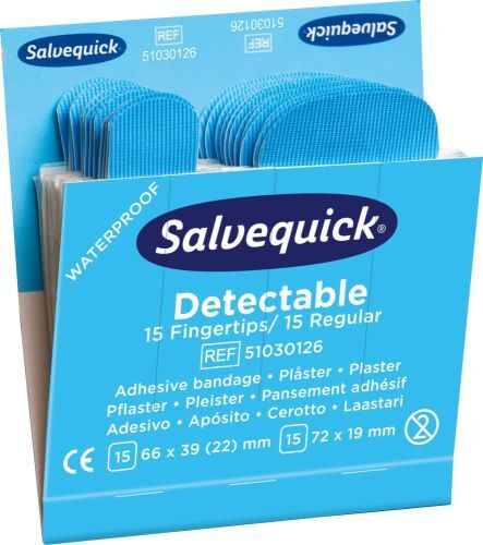 Salvequick Nachfüllpackungen Blue Detectable-Fingerspitzenpflaster