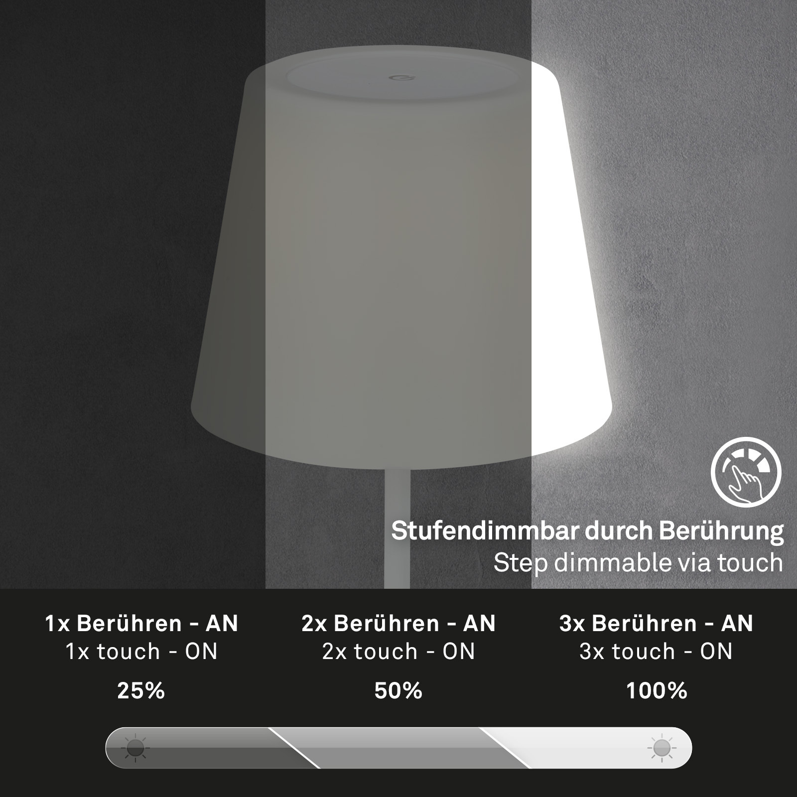Plug&Play LED Tischleuchte Outdoor
