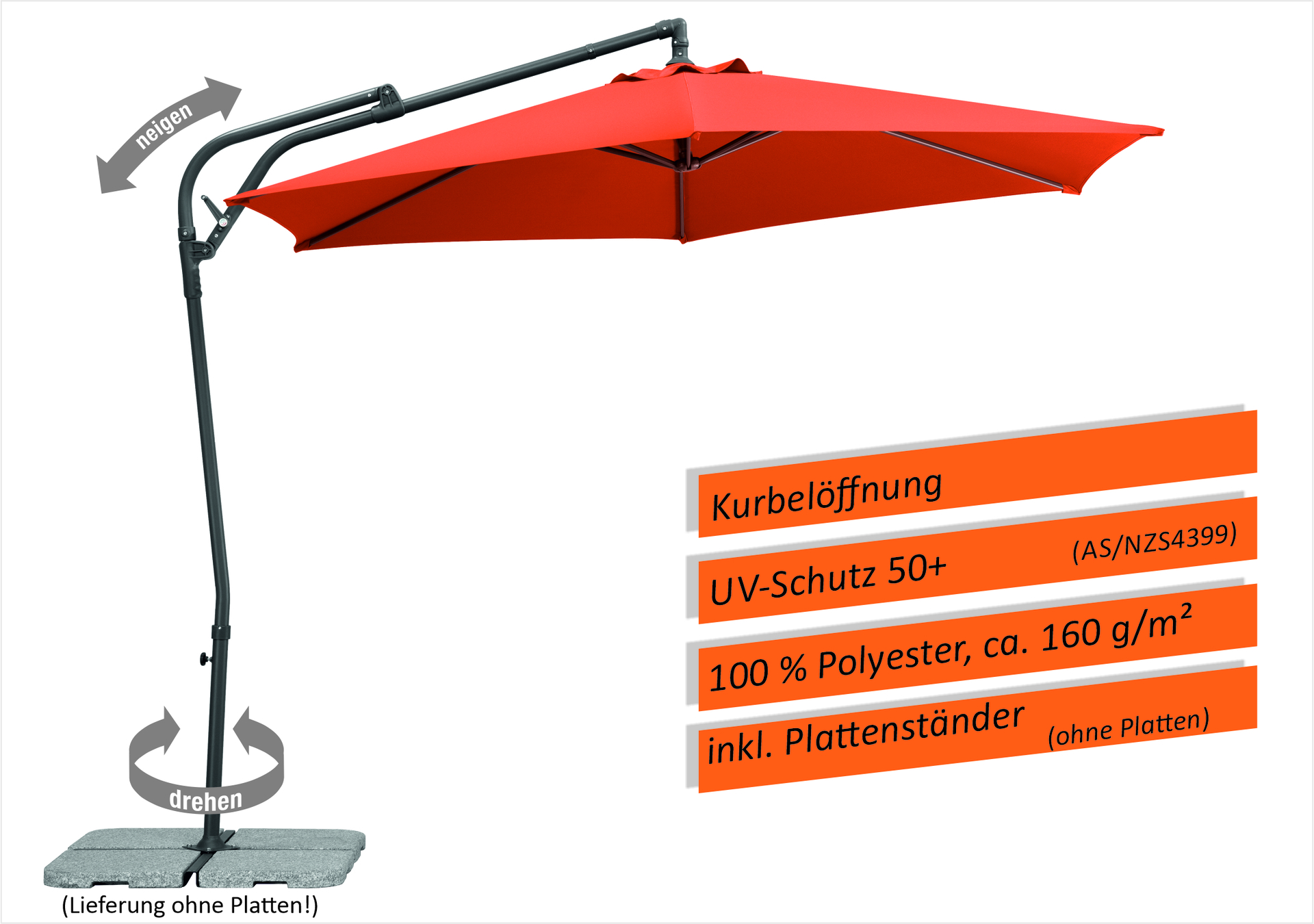Ampelschirm Genua Ø 300/6cm, sechseckig bei leitermann.de günstig kaufen Ampelschirm Genua Ø 300/6cm, sechseckig