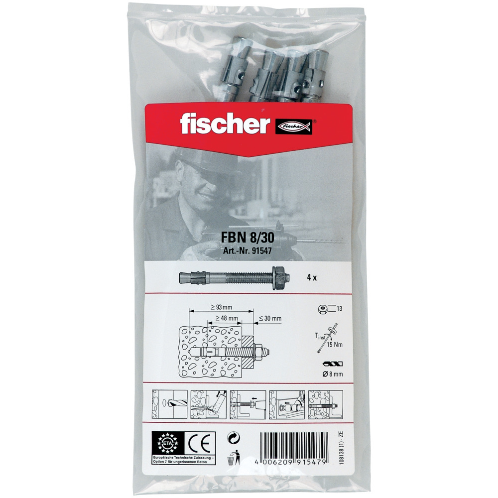 Fischer SB Bolzen FBNII 8/30B 10×4 4St.