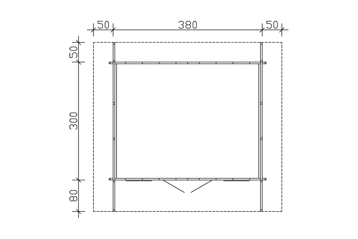 Gartenhaus Davos 1, 380 x 300 cm, natur
