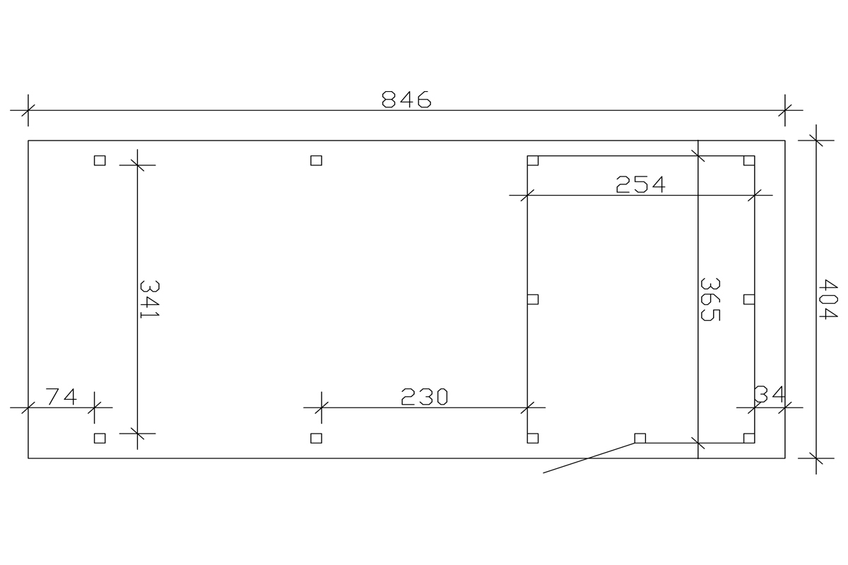 Skan Holz Carport Emsland m. Abstellraum - Farbe: natur | Dach:  Aluminium-Platten | Größe: 404 x 846 cm - Leitermann | LEITERMANN