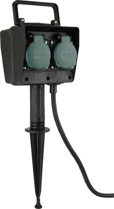 Erdspieß 4 Steckdosen, 1,5 m Zuleitung