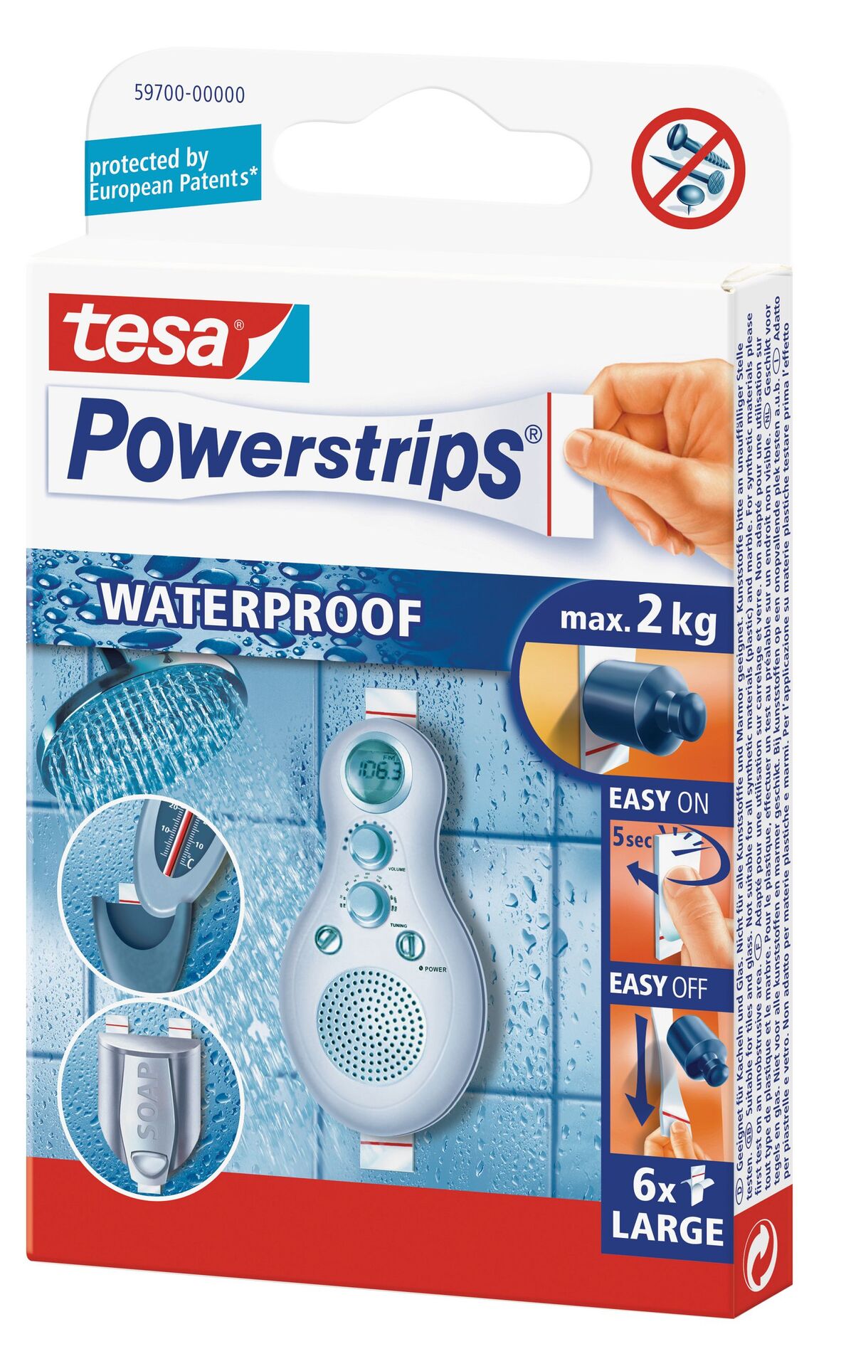 Tesa Powerstrips Waterproof Large