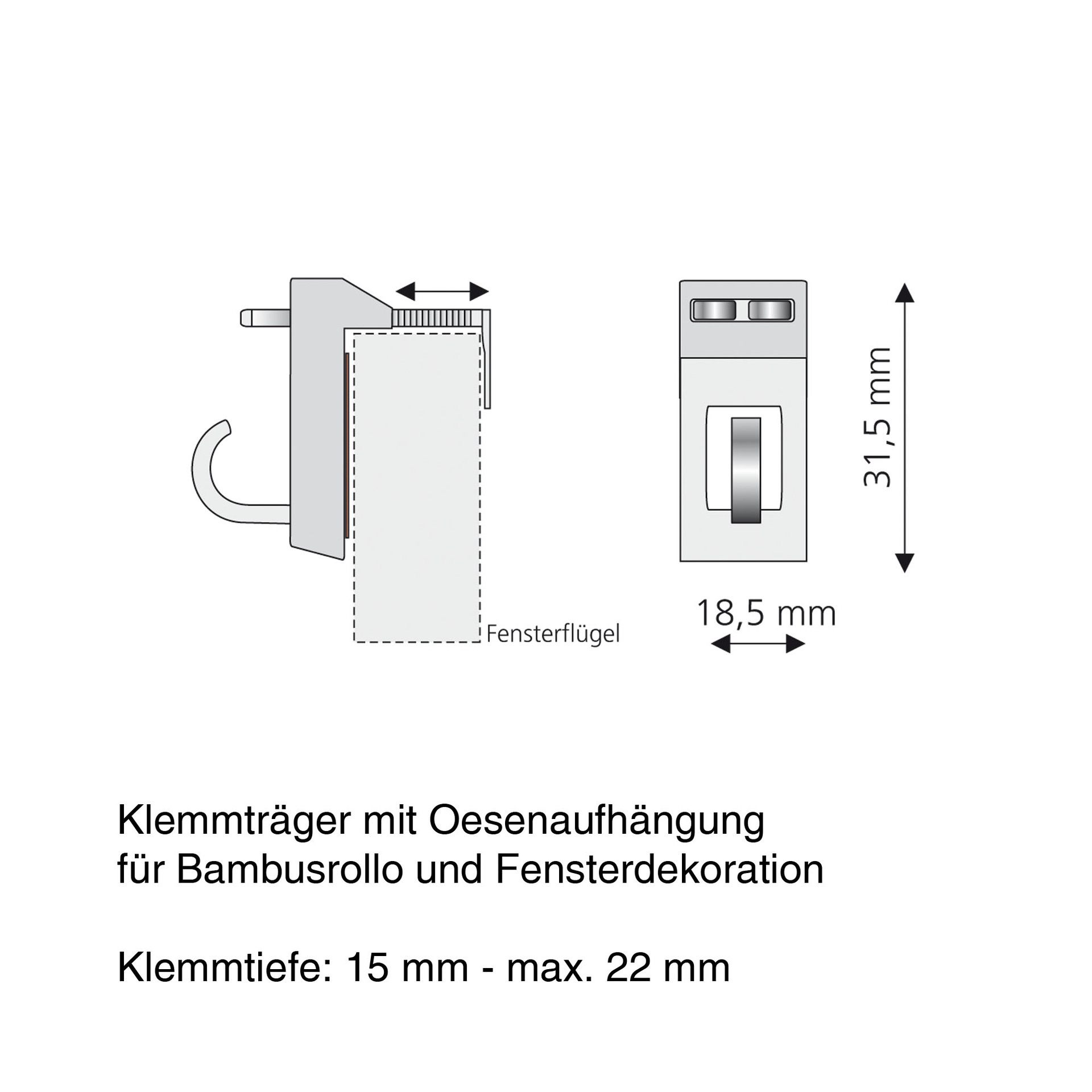 Klemmträger mit Ösenaufhängung weiß