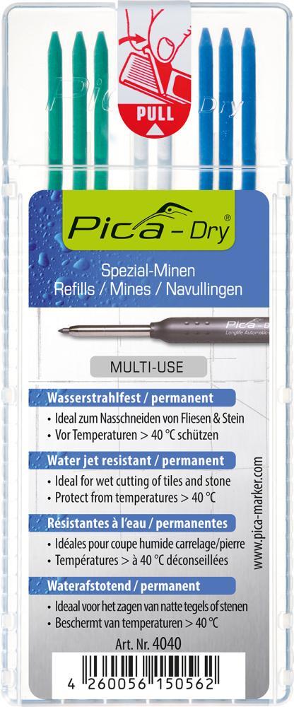 Minen-Set für Tieflochmarker Pica-Dry weiß grün blau Pica