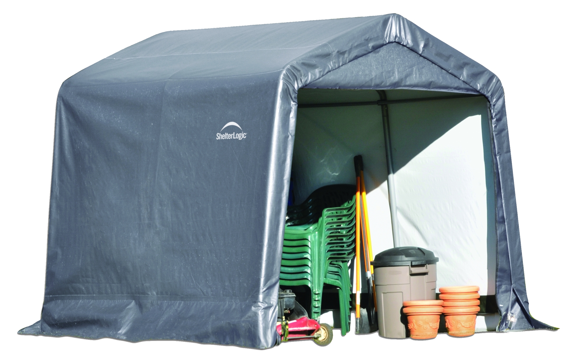 Foliengerätehaus 5,76 m² Grau 240x240 cm Satteldach