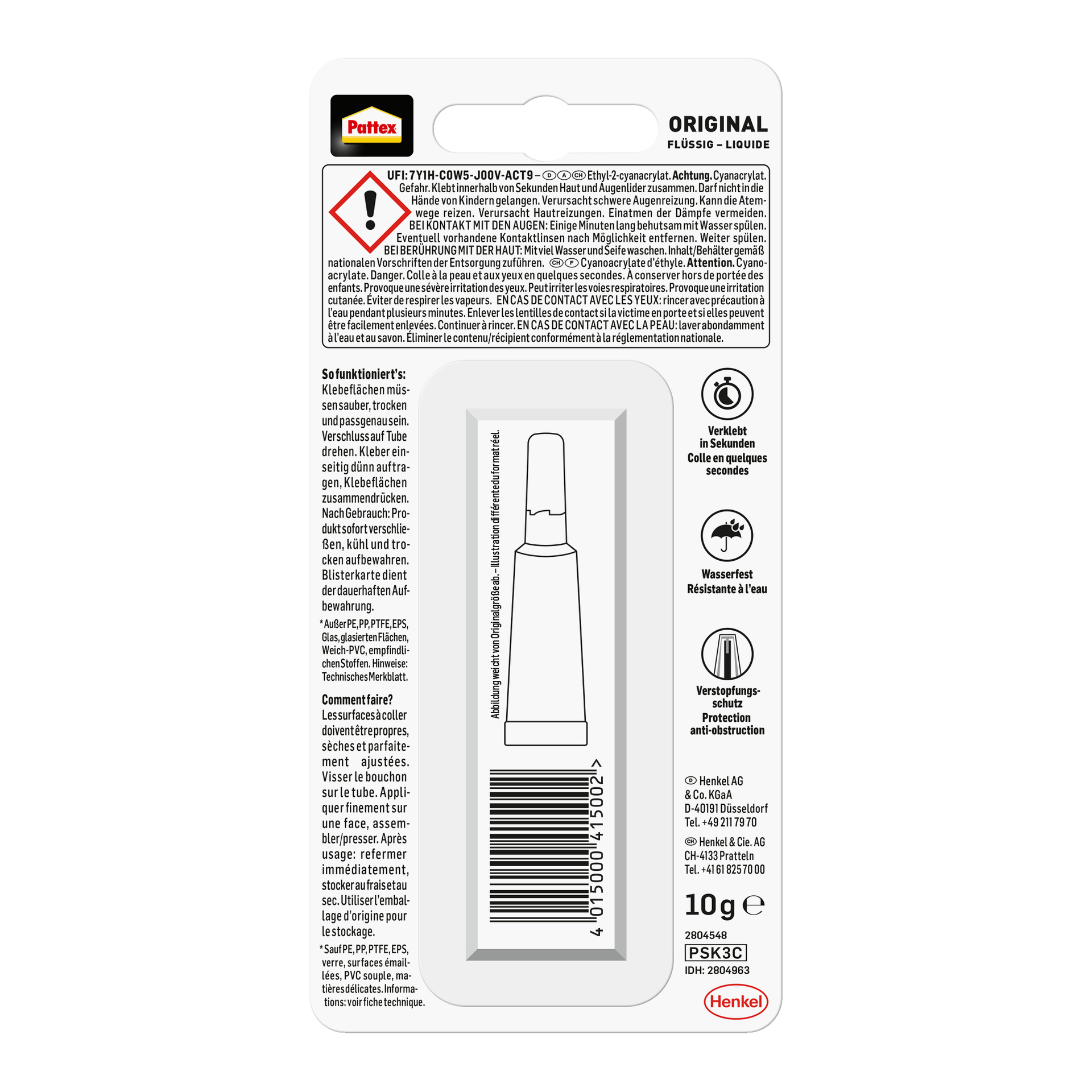 Pattex Sekundenkleber Classic flüssig 10g