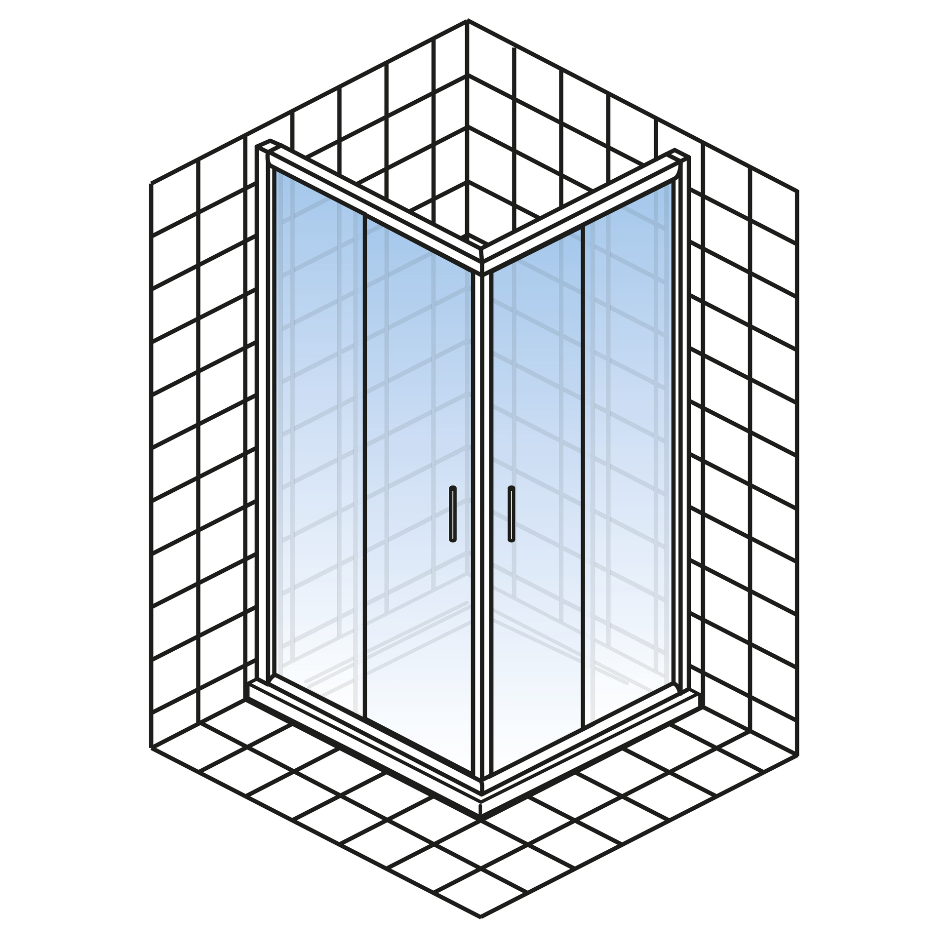 ExpressPlus KristallTrend Eckeinstieg mit Duschwanne, chrom-optik