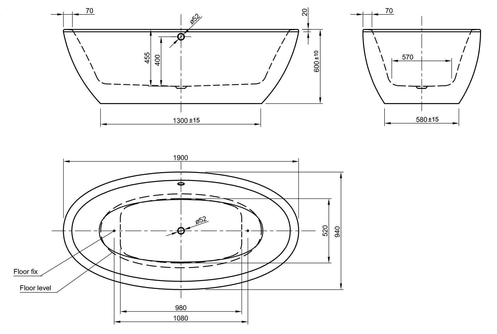 Freistehende Badewanne Latina, 1900x940/455mm, weiß bei leitermann.de günstig kaufen Freistehende Badewanne Latina, 1900x940/455mm, weiß
