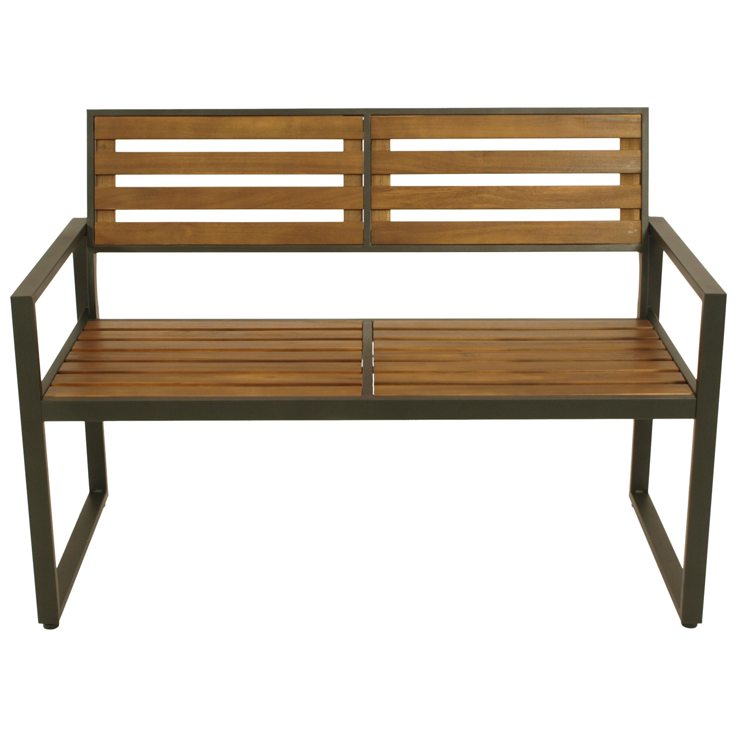 Gartenbank 2-sitzer Stahl anthrazit + Akazie