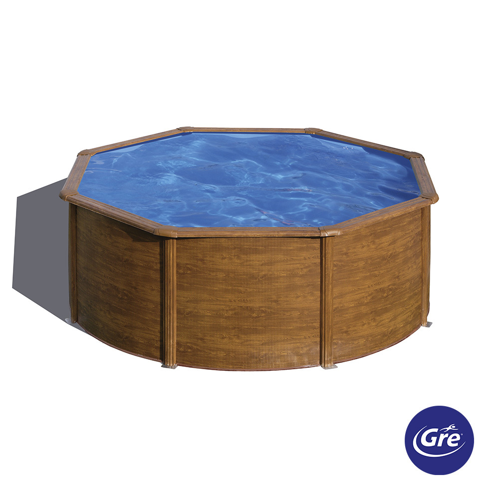 Stahlwand-Pool SICILIA Holzdekor