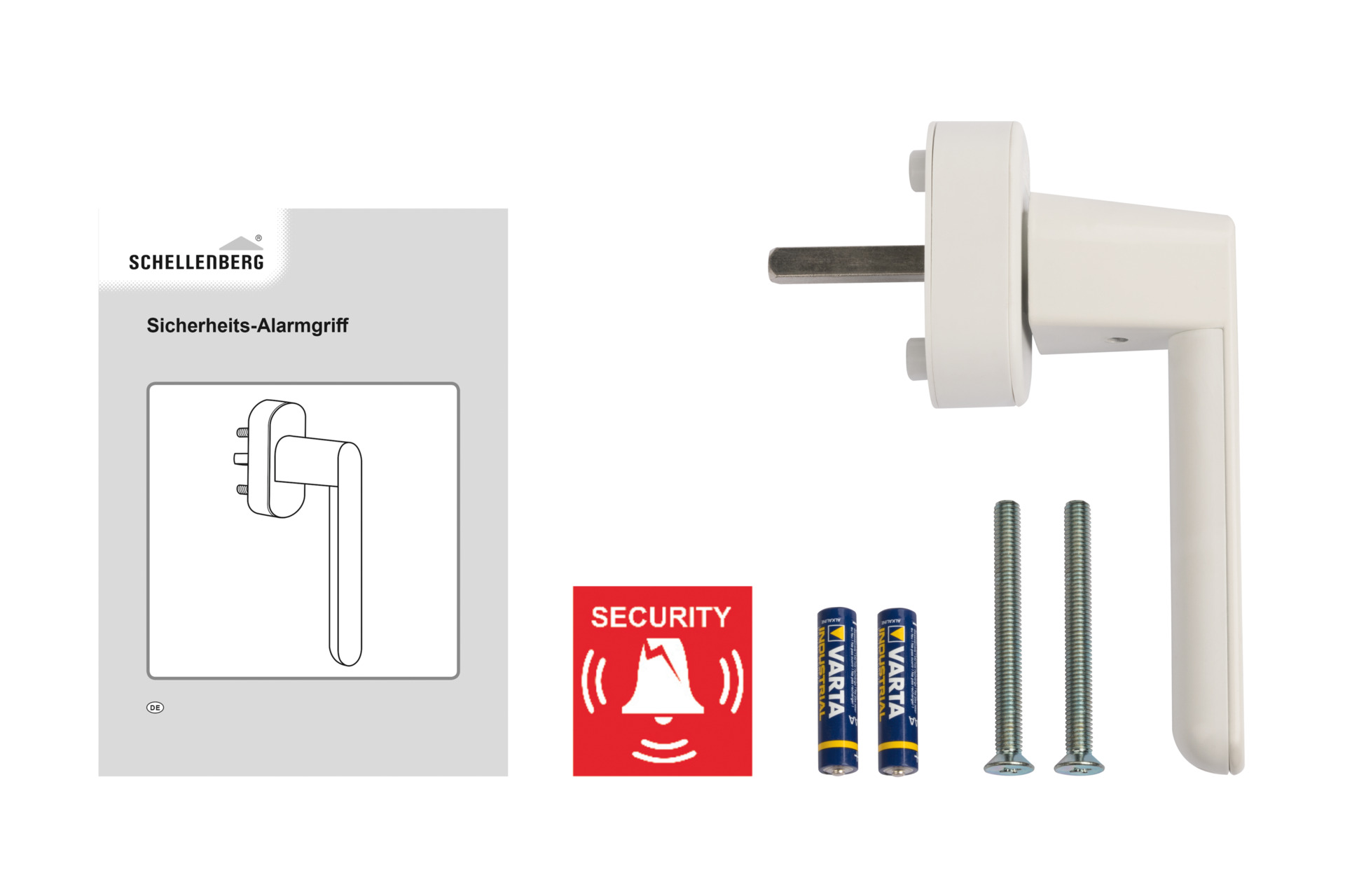 Sicherheits-Alarmgriff in Weiß für Fenster, Balkontüren und Terrassentüren