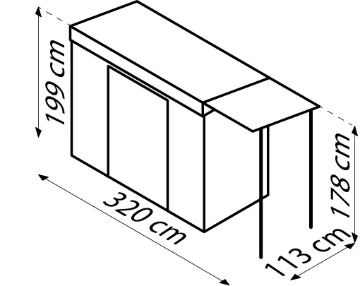 Metallgerätehaus Pultdach Skillion 84, anthrazit inkl Schleppdach