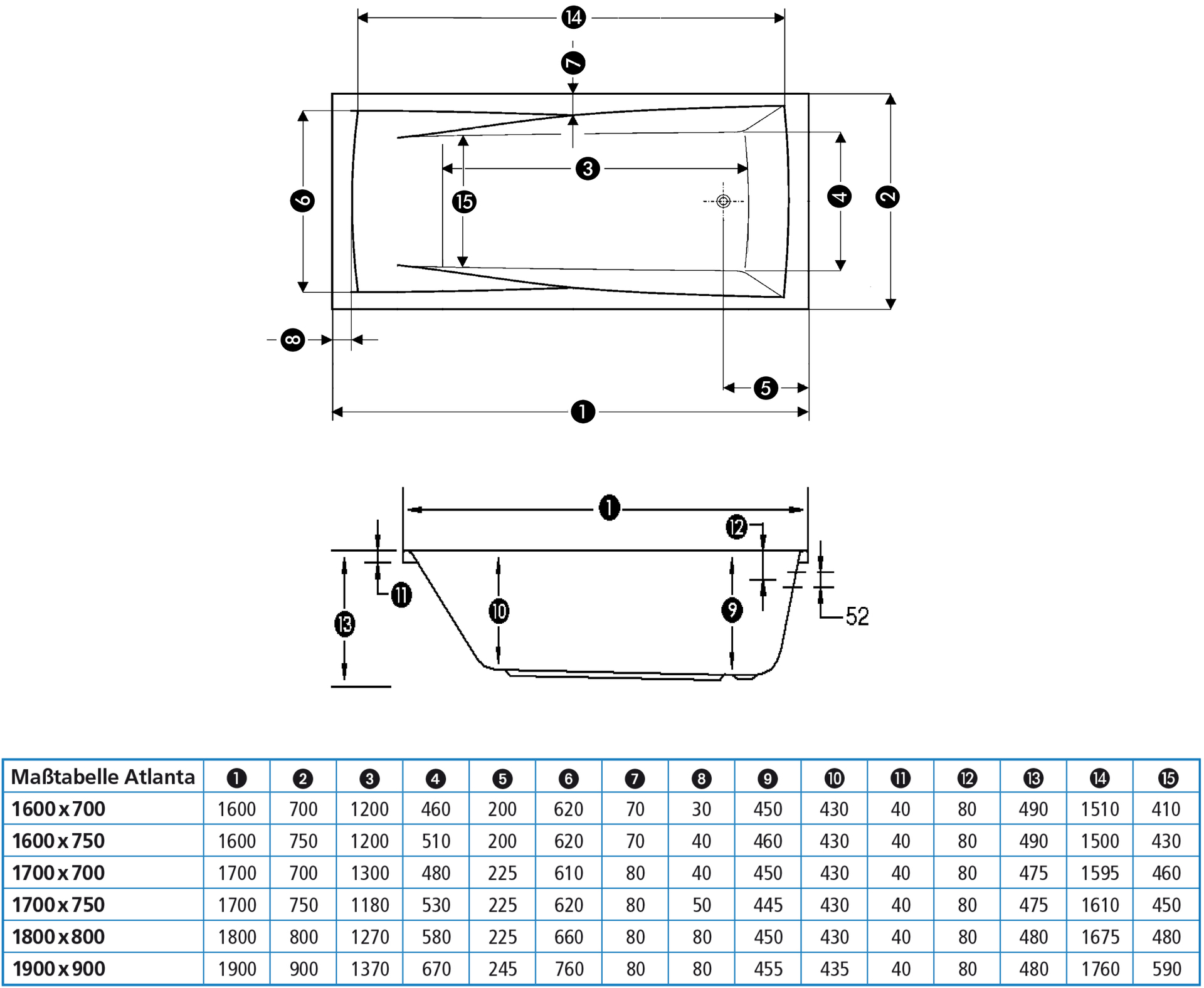 Badewanne Atlanta, weiß bei leitermann.de günstig kaufen Badewanne Atlanta, weiß