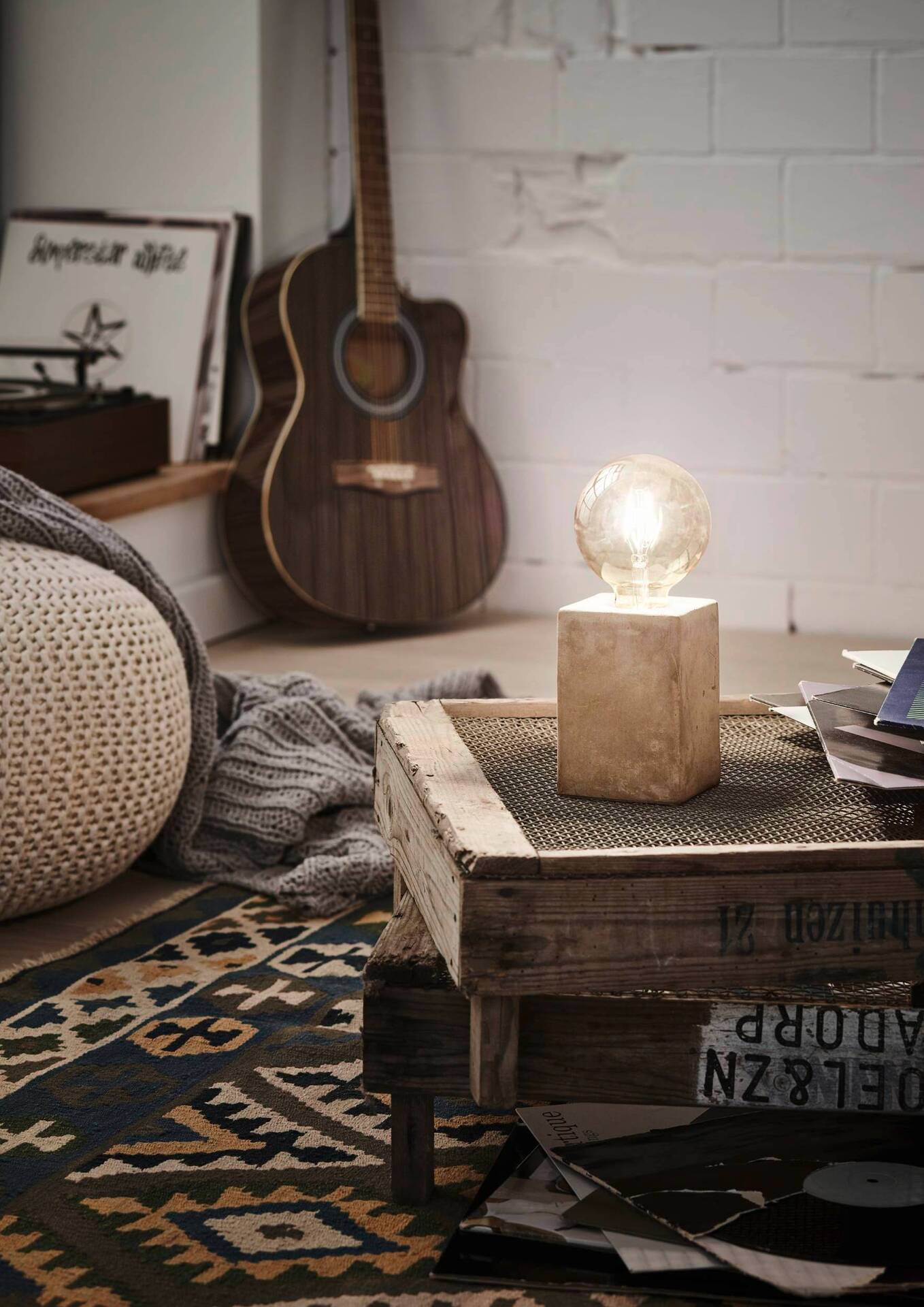 Tischleuchte PRESTWICK Keramik grau Stahl