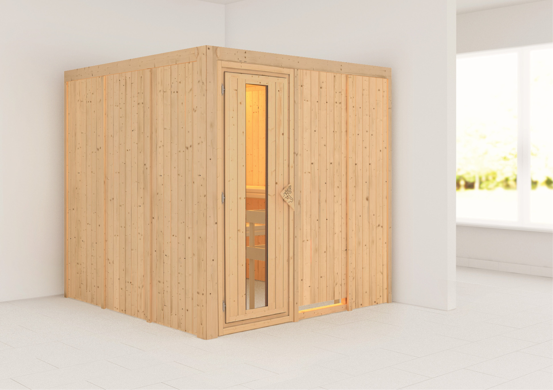 Sauna Valga mit Zubehör-Set, 196x196x198cm, Fronteinstieg