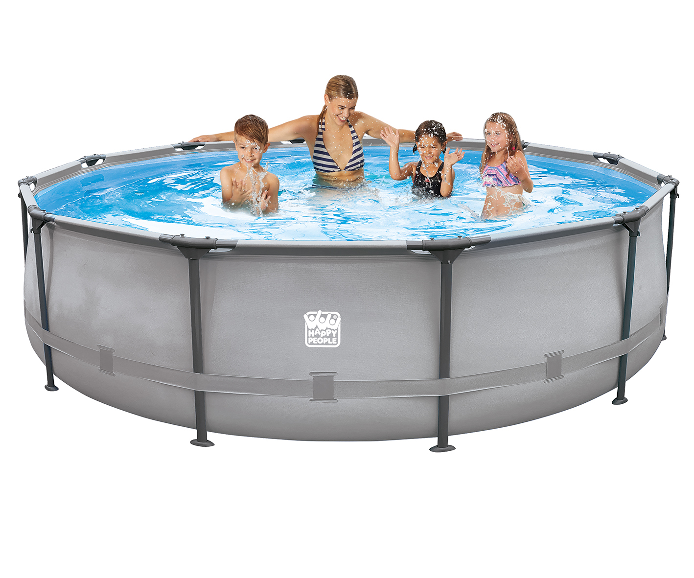 Stahlrahmenpool-Set mit Filterpumpe, grau