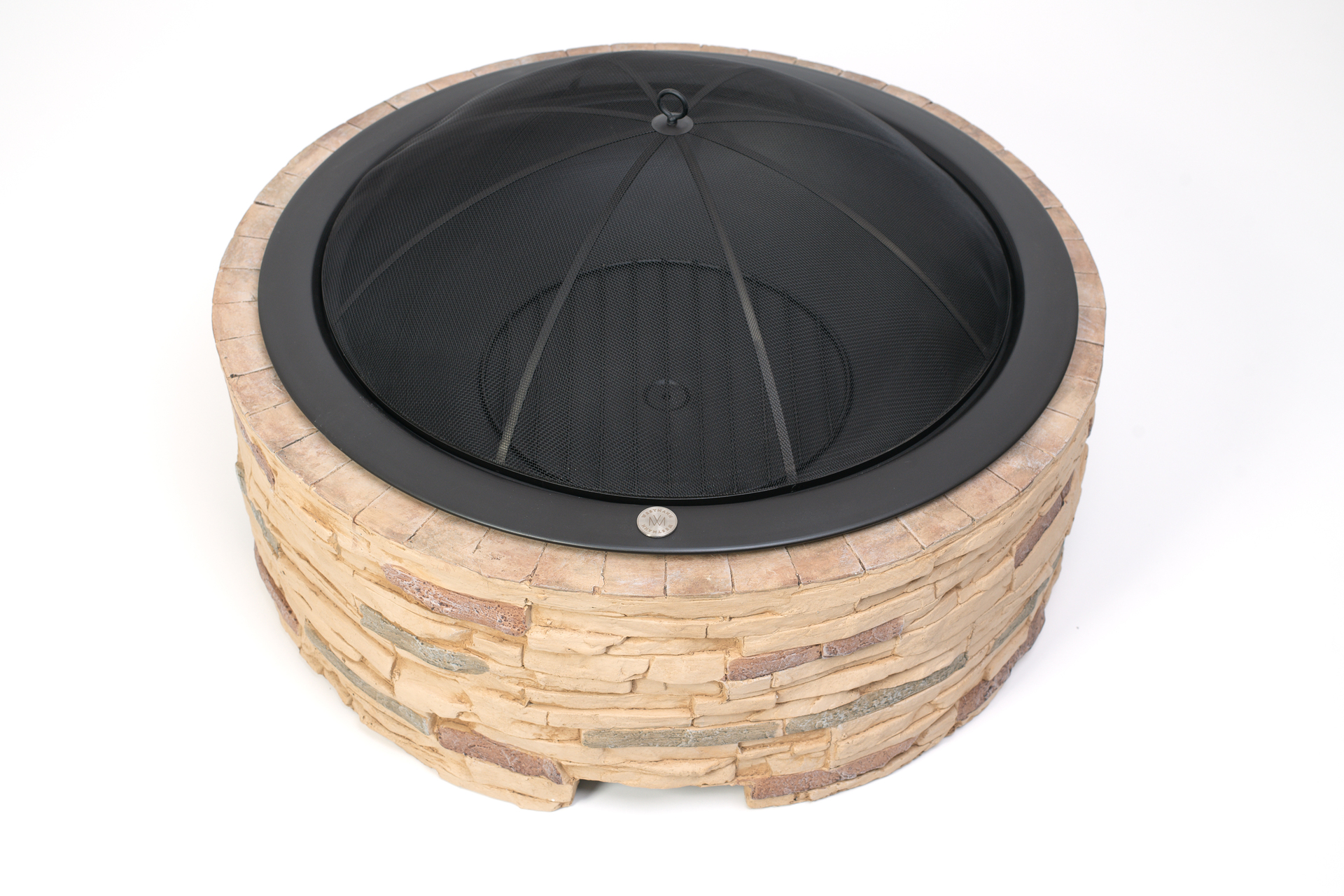 Feuerstelle Steinoptik mit Abfanggitter