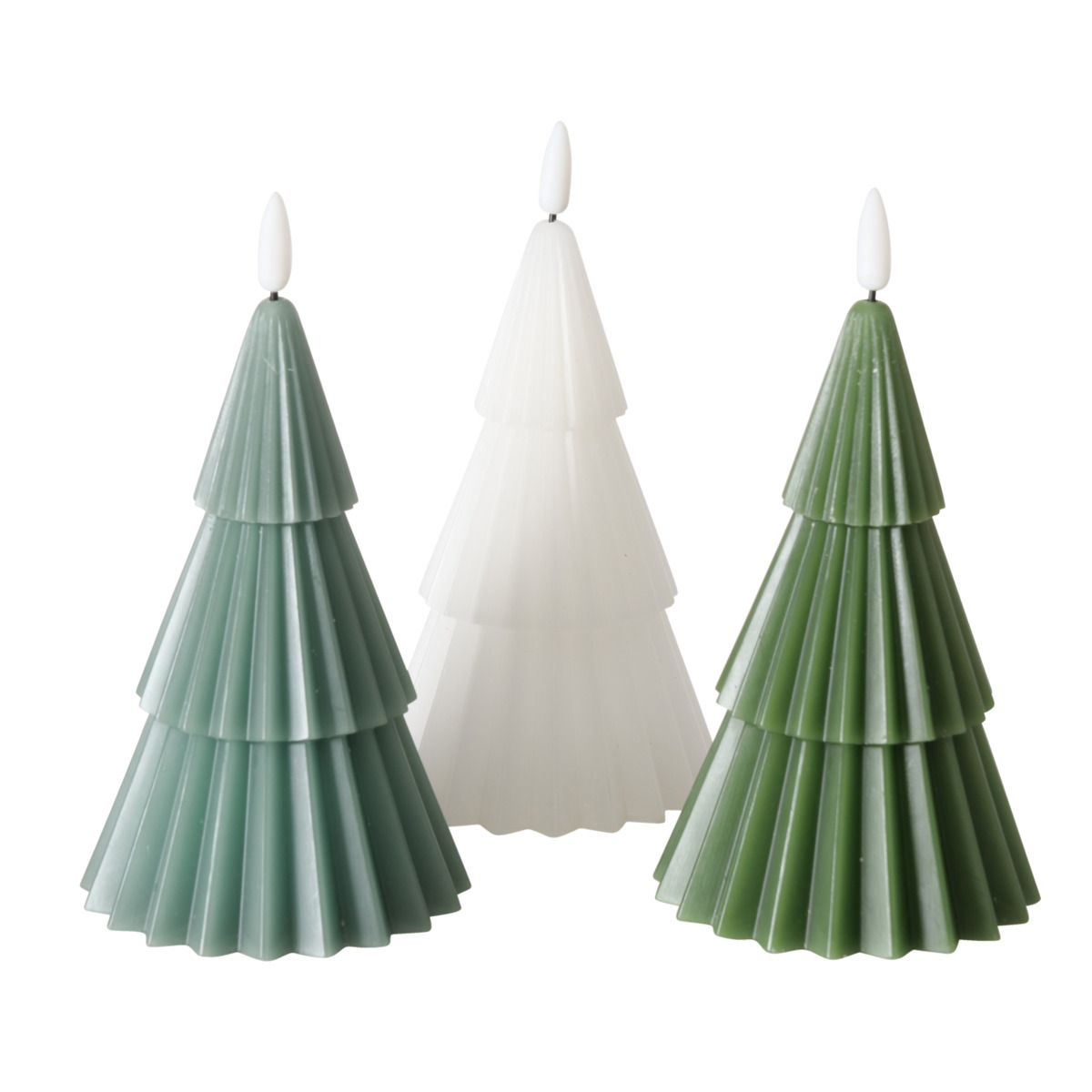 LED-Kerze Tannenbaum, 3-fach sortiert