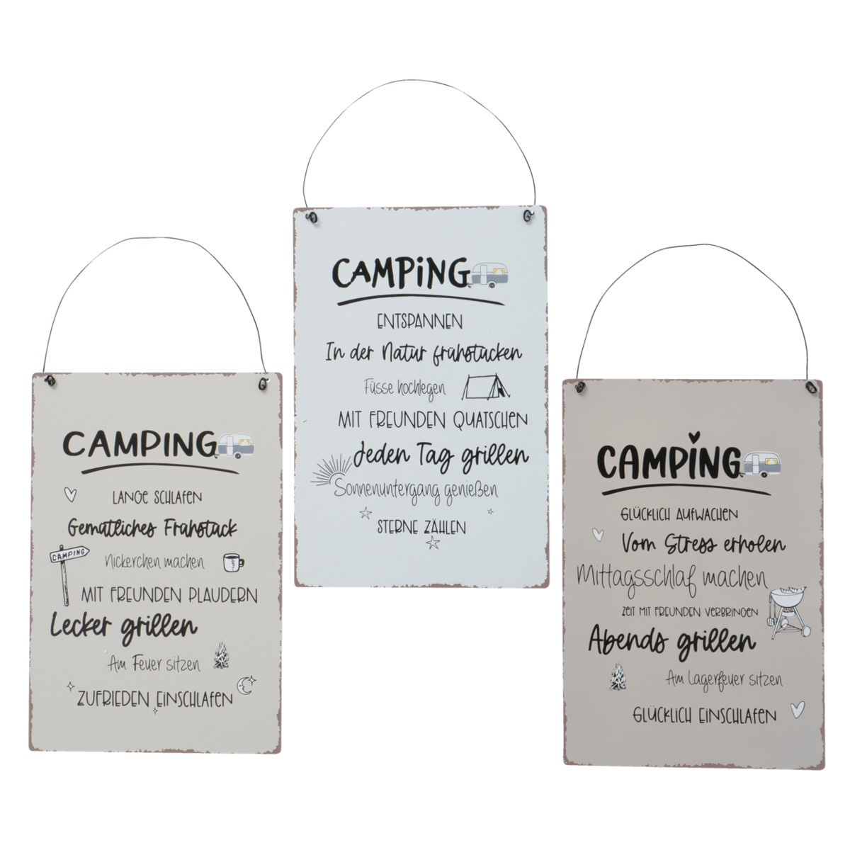 Schild Camper 3-fach sortiert