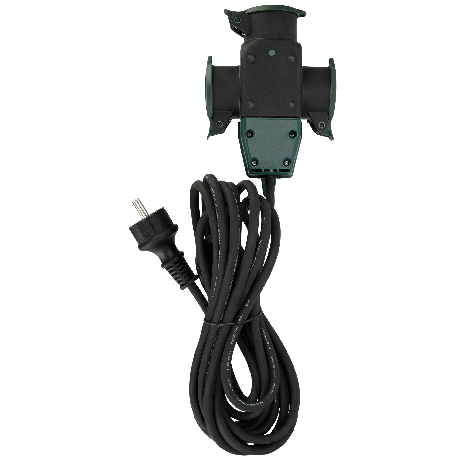 Verlängerung 3-fach 5m H05RR-F schwarz-grün