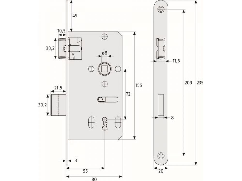 ABUS Einsteckschloss BB Universal L-R bei leitermann.de günstig kaufen ABUS Einsteckschloss BB Universal L-R
