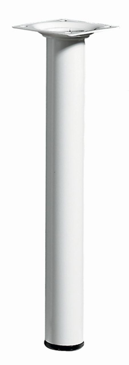 Hettich Einfache Tischbeine, rund, 250 x Ø 30 mm, Stahl, weiß